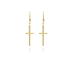 MINET Kolczyki srebrne pozłacane KRZYŻ