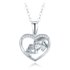 MINET Naszyjnik srebrny dziewczynka z koniem i białymi cyrkoniami