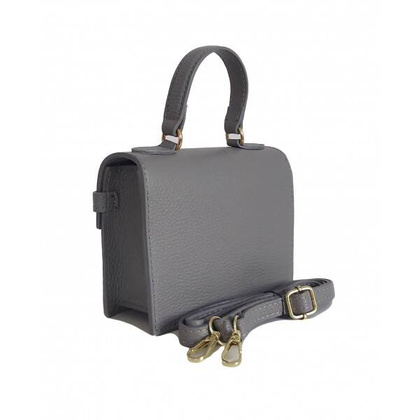 Włoska zgrabna skórzana listonoszka Vera Pelle kuferek,kufereczek Szara VPK321G