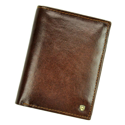 Pionowy, skórzany portfel męski bez zapięcia