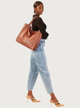 Modny skórzany shopper MAZZINI - Portofino Max brąz - min. zamówienie 20 / 50 / 100 szt.