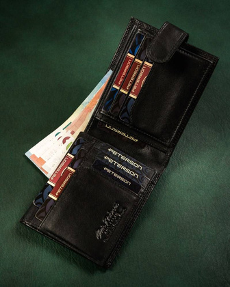 Duży skórzany portfel męski z zapinką na zatrzask