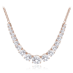 MINET Rose gold luksusowy naszyjnik srebrny z białymi cyrkoniami Ag 925/1000 16,00g