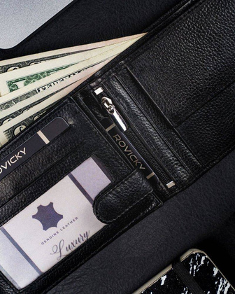 Męski duży portfel skórzany, poziomy