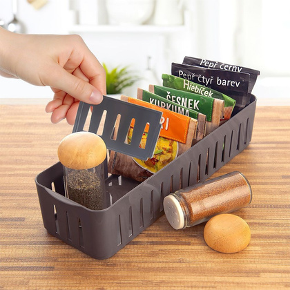 Organizer pojemnik kuchenny na przyprawy w torebkach zioła dzielony szary