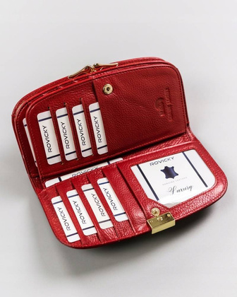 Elegancki skórzany portfel damski na zatrzask