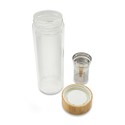 Dwuścienna butelka z zaparzaczem 400 ml Helen, transparentny