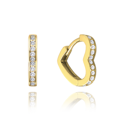 MINET Pozłacane kolczyki srebrne SERCE z białymi cyrkoniami