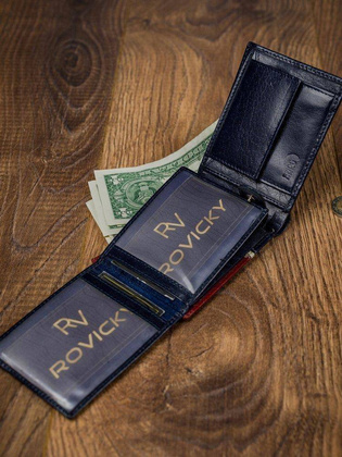 Poziomy portfel męski dwukolorowy, skóra naturalna hq