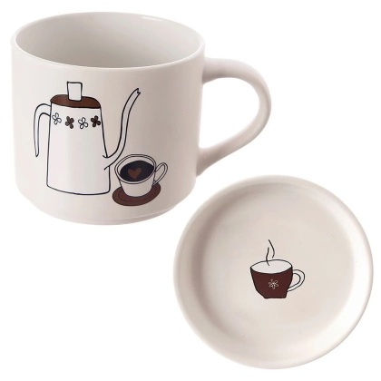 Kubek z pokrywką porcelanowy 420 ml