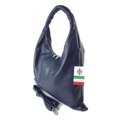 Duży skórzany worek torba XXL Vera Pelle pojemny Granatowy WX435BS KEMER