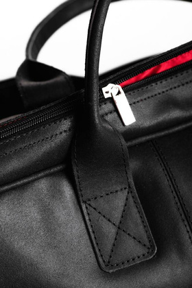 Czarna podróżna torba weekendowa ze skóry BRØDRENE BL10 Kolor wnętrza: Czarny - min. zamówienie 20 / 50 / 100 szt.