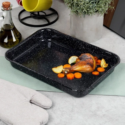 Emaliowana blacha do pieczenia brytfanna do smażenia 34x24x4,5 cm