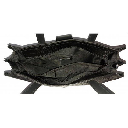 Duża włoska torba ,kuferek A4 skóra motyw krokodyla Vera Pelle , Czarna VP645N