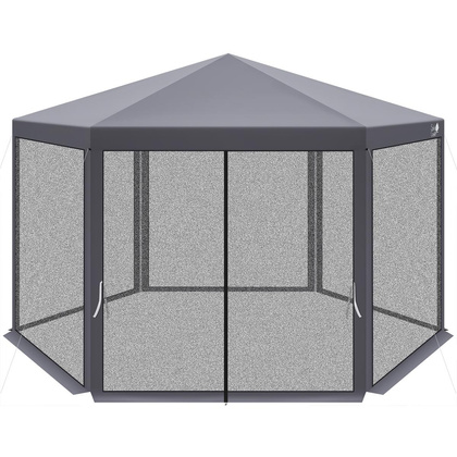 PAWILON OGRODOWY SZEŚCIOKĄTNY 2x2x2x2.5M Z MOSKITIERĄ SZARY