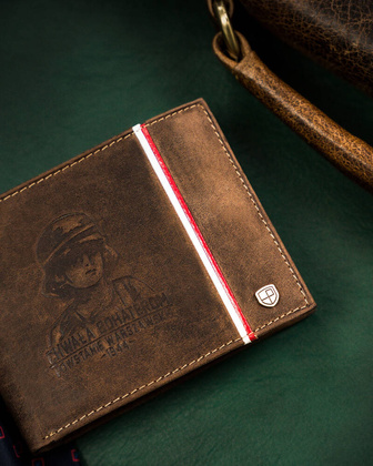 Skorzany portfel meski bez zapiecia