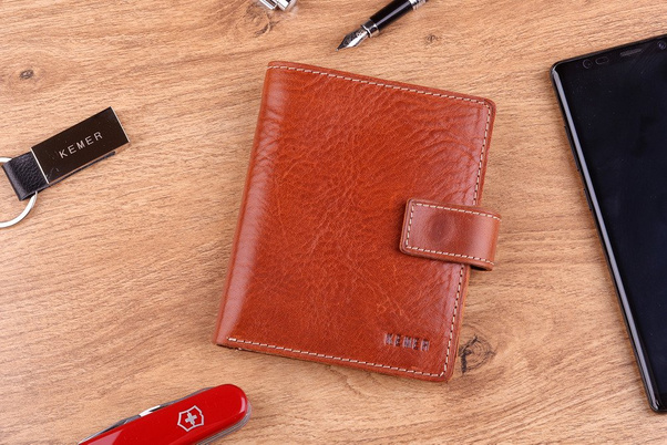 Portfel męski skórzany KEMER 366 Rudy - min. zamówienie 20 / 50 / 100 szt.