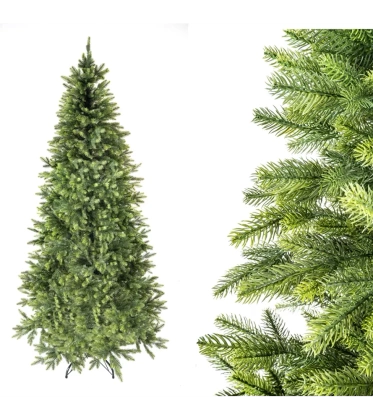 Choinka sztuczna PE01 220 cm zielona z metalowym stojakiem  jasnozielona silikonowa