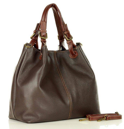 Torba skórzana klasyczny shopper bag - MARCO MAZZINI ciemny brąz caffe - min. zamówienie 20 / 50 / 100 szt.