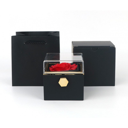 Pudełeczko Walentynkowe Rose Treasure Box na biżuterię Wieczna Róża Obrotowe PDOZ26CZ