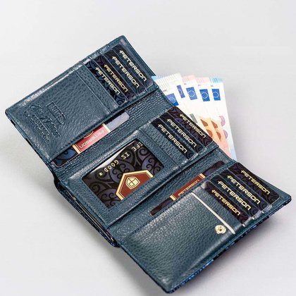 Damski, skórzany portfel w motylki Peterson