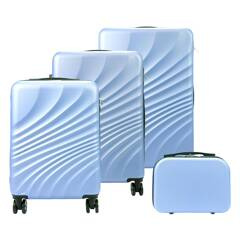 Zestaw z trzech walizek oraz kuferka W3002 S14/20/24/28 jasny niebieski KEMER