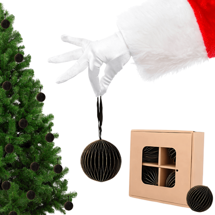 Zestaw 4 bombek papierowych składanych 7cm – głęboka czerń