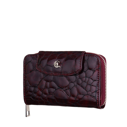 Damski portfel skórzany Canaletto – bordowy lakierowany z RFID | Elegancja i bezpieczeństwo PD1445s78 RFID