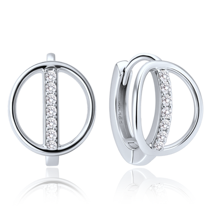 MINET Eleganckie kolczyki z białego złota z białymi cyrkoniami Au 585/1000 1,80g