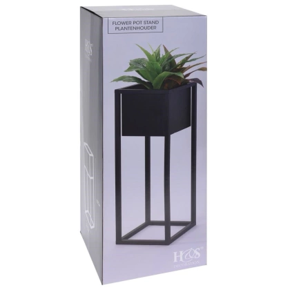 Kwietnik stojący metalowy czarny / osłonka doniczka na stojaku