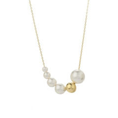 Naszyjnik stal szlachetna pozłacana 14k złotem, PERŁY NST2171