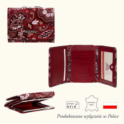 Mały czerwony portfel damski BajuBaj z kolorowej skóry naturalnej – styl i funkcjonalność PD2000s167