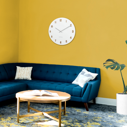 LAVVU Duży biały drewniany zegar WHITE