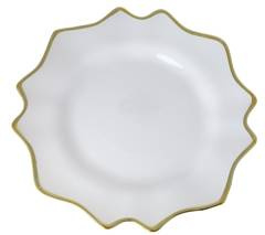 Podtalerz szklany biały ze złotym brzegiem