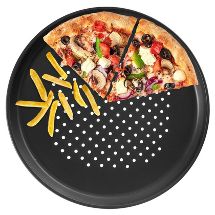 Forma do pizzy perforowana blacha z powłoką teflonową czarna 32 cm