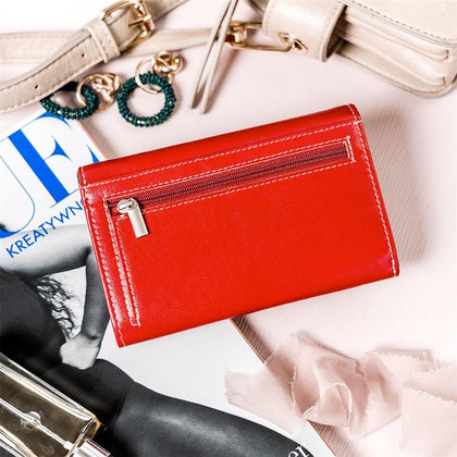 Duży portfel damski z bydlęcej skóry naturalnej