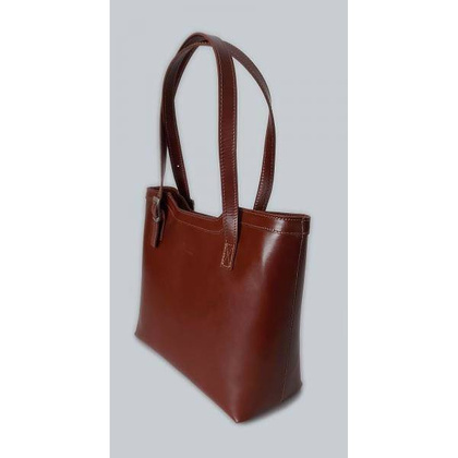 Włoska skórzana torebka na ramię Vera Pelle ,,format A4, Brązowa V19M