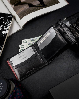Portfel męski z naturalnej skóry licowej z wyjmowanym etui na karty