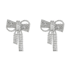 KOLCZYKI Długie Ozdobne cyrkonie KOKARDY K1693