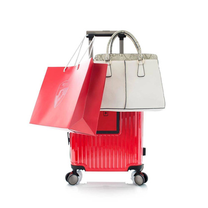 Heys Tekno średnia twarda czerwona walizka na kółkach