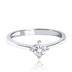 MINET Złoty pierścionek zaręczynowy z białego złota z białą cyrkonią Au 585/1000 rozm. 17 - 1,60g