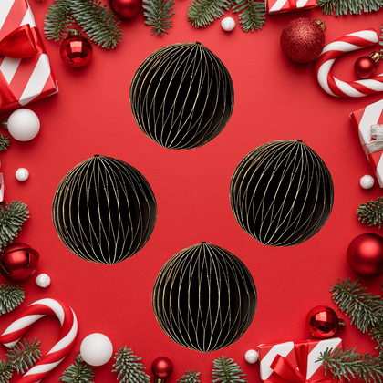 Zestaw 4 bombek papierowych składanych 7cm – głęboka czerń