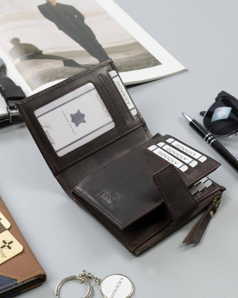 Skórzany portfel w stylu retro Rovicky Brązowy