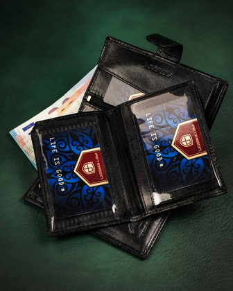 Duzy skorzany portfel meski na zatrzask