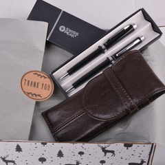 Zestaw prezentowy długopis i ołówek automatyczny + piórnik Brązowy