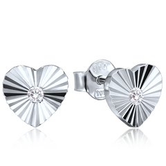 MINET Delikatne srebrne kolczyki serduszka z cyrkonią