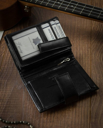 Skorzany portfel meski z systemem RFID