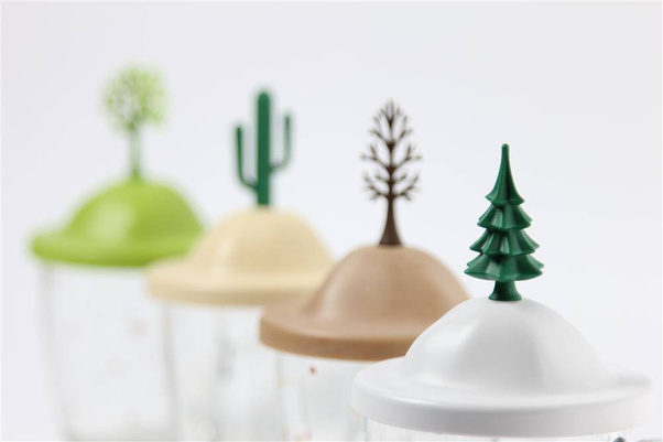 Kubek z podstawką winter biało-zielony