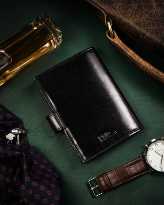 Duzy skorzany portfel meski na zatrzask