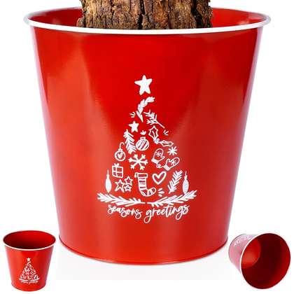 Osłonka na doniczkę metalowa czerwona 30,5x28,5 cm